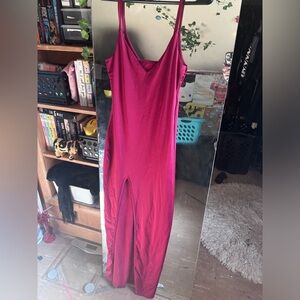 Formal satin red tight full length dress
